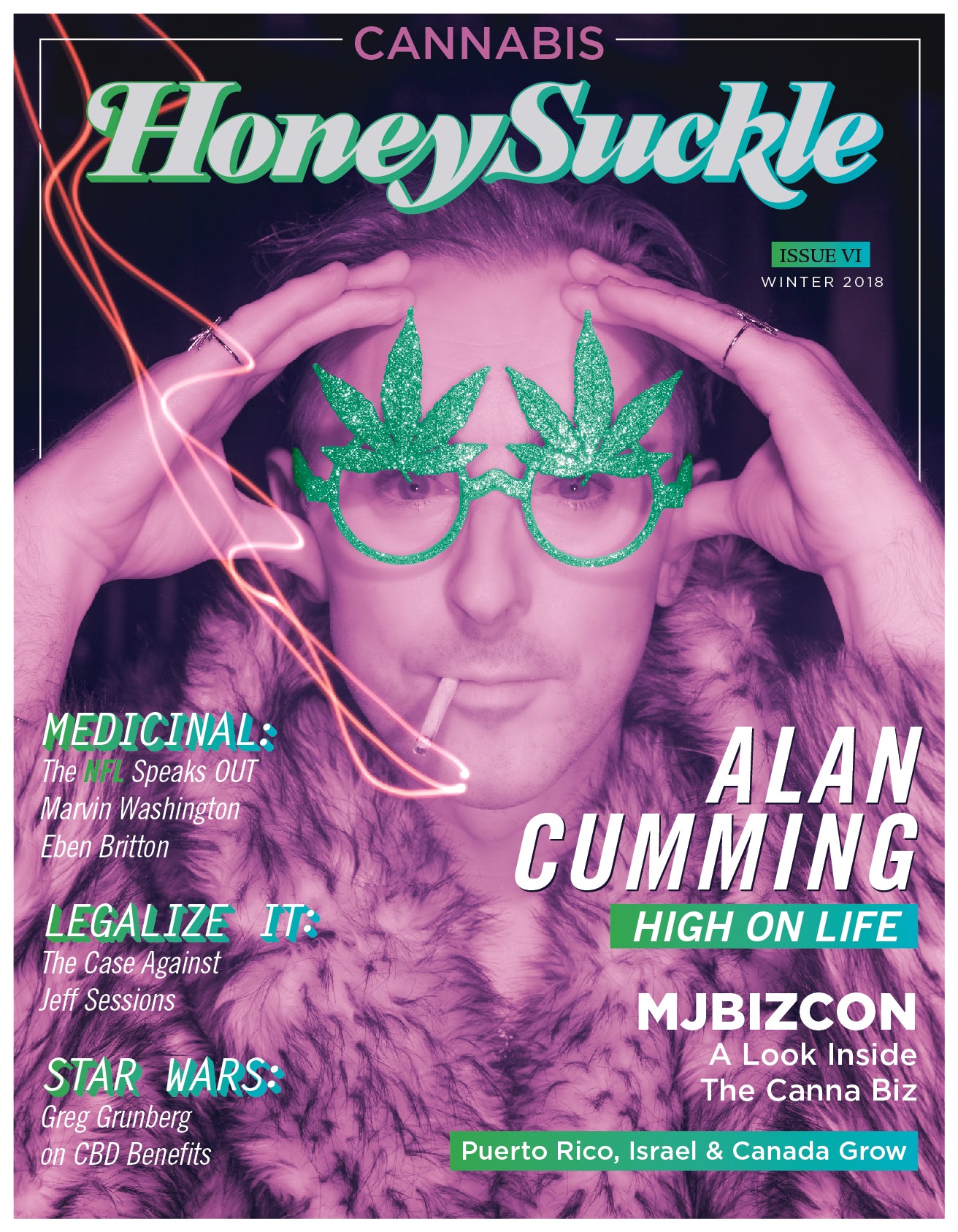 Issue 6 — Alan Cumming cover using the Honey Suckle masthead